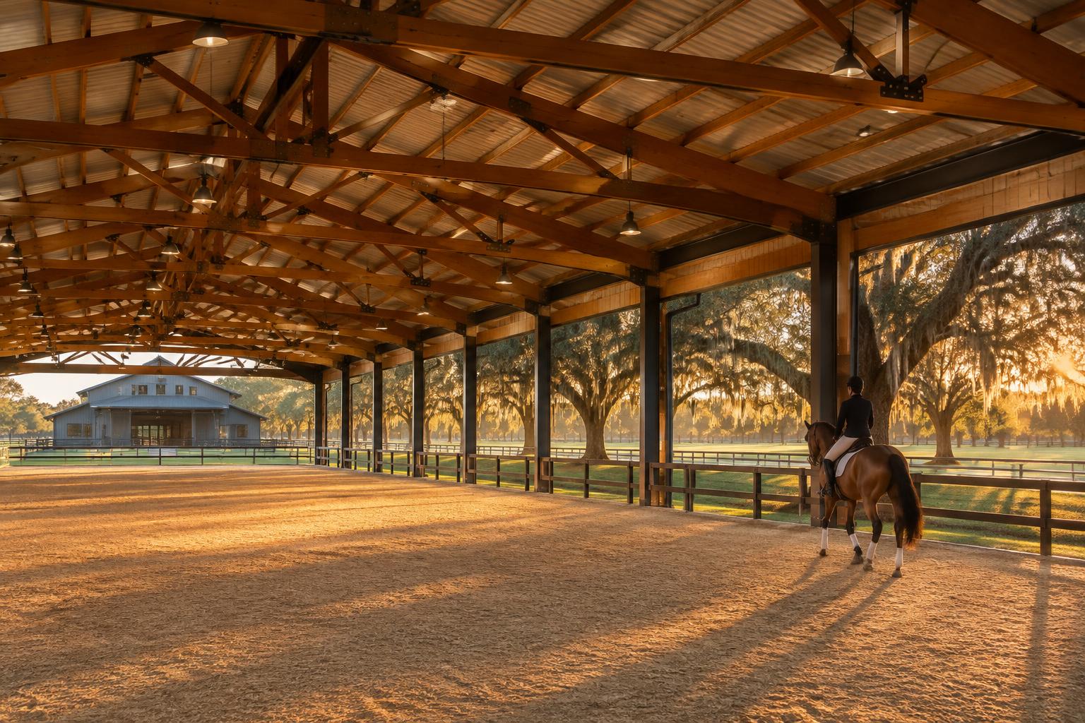 Covered arena at GoldMark Farm